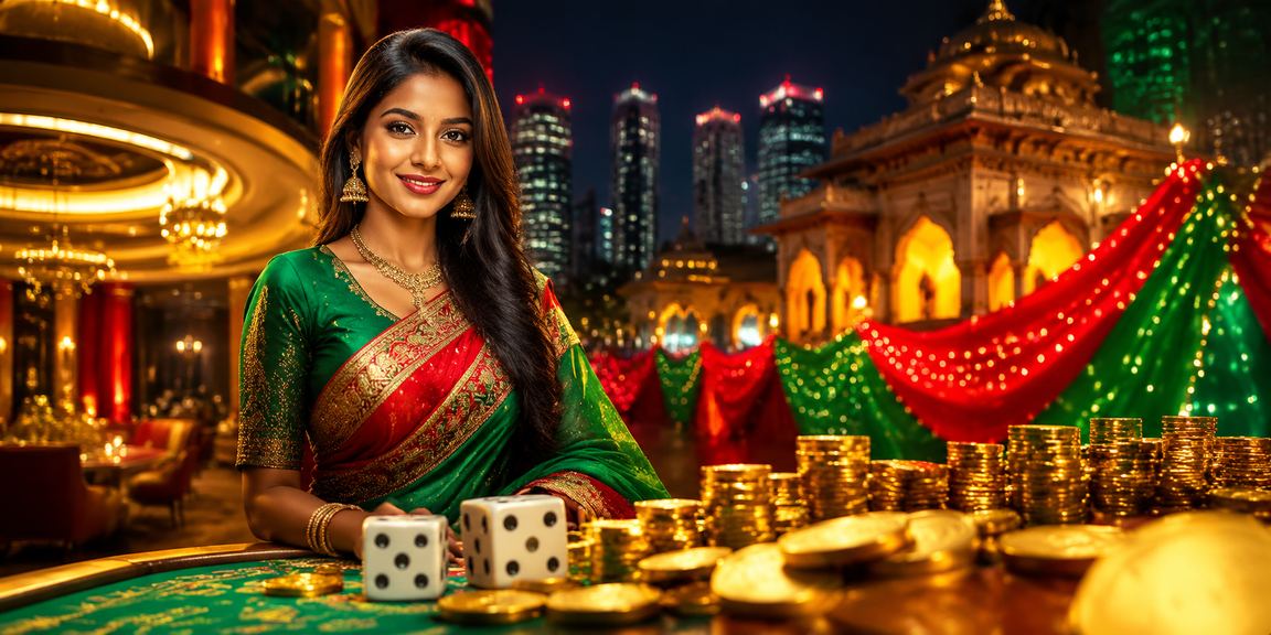 Dice game scene in a red and green theme in Chattogram